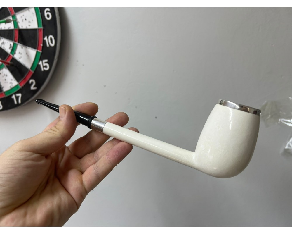 Block Meerschaum One Part Unique Silvery 25 Cm pipe. Master Carver H.Cay Block Meerschaum One Part Unique Silvery 25 Cm pipe. Master Carver H.Cay