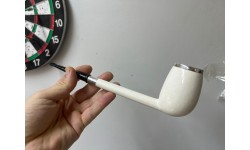 Block Meerschaum One Part Unique Silvery 25 Cm pipe. Master Carver H.Cay