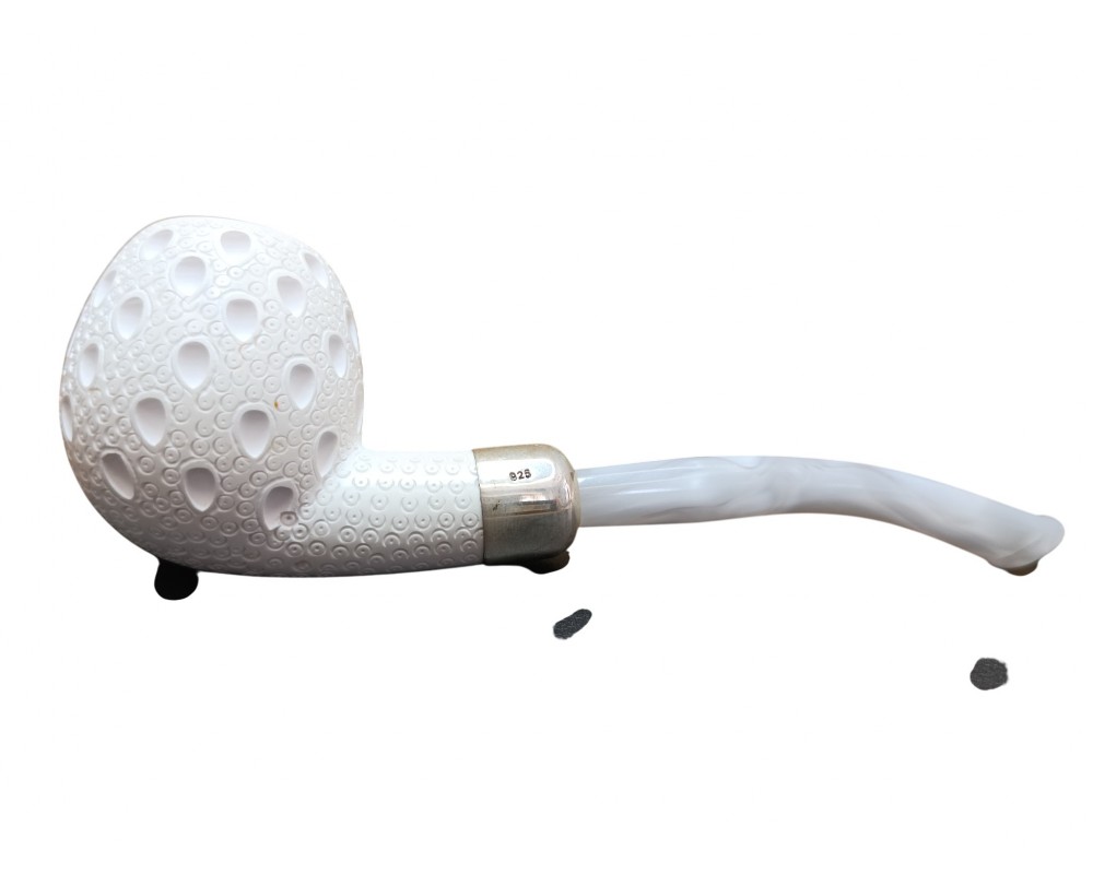 Block Meerschaum Laticce Apple 925K Silvery Acrylic Stem Pipe Block Meerschaum Laticce Apple 925K Silvery Acrylic Stem Pipe