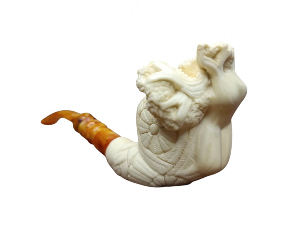 Block Meerschaum women motifed pipe