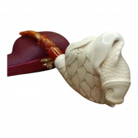 Block Meerschaum Fish And Eagle motifed pipe