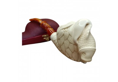 Block Meerschaum Fish And Eagle motifed pipe
