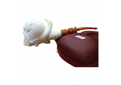 Block Meerschaum snake wrapped around a skull pipe
