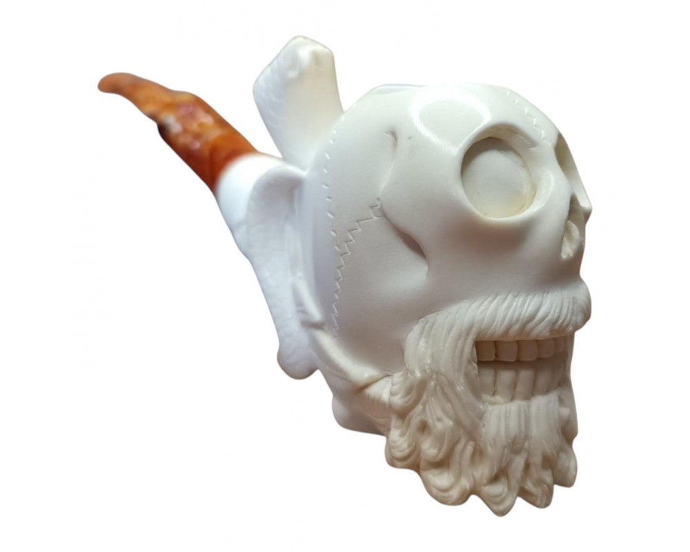Block Meerschaum snake wrapped around a skull pipe Block Meerschaum snake wrapped around a skull pipe