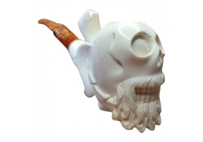 Block Meerschaum snake wrapped around a skull pipe