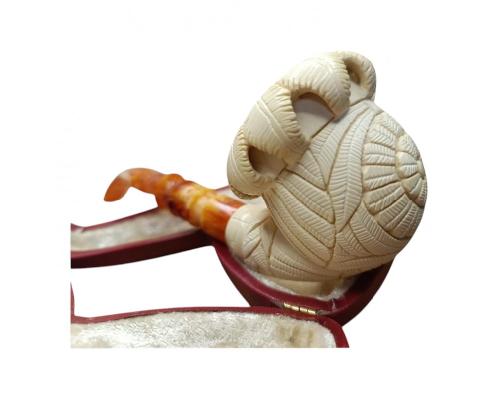Block Meerschaum Flower Soul Pipe