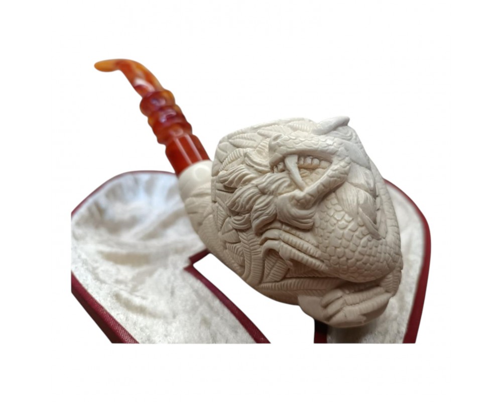 Block Meerschaum Flame Spreadıng Dragon pipe
