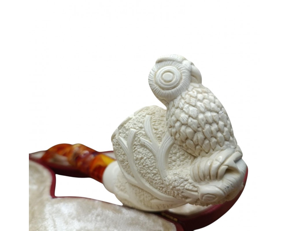 Block Meerschaum owl pipe Block Meerschaum owl pipe