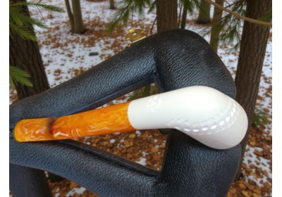 Block Meerschaum Amber Dotwork Pipe