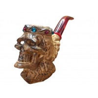 Block Meerschaum Jeweled Skull King Pipe