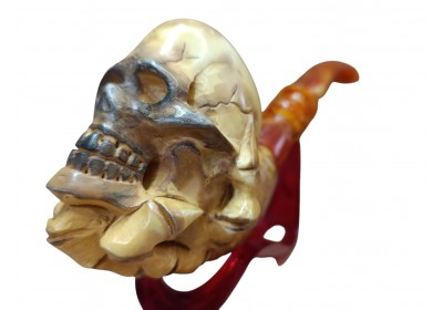 block meerschaum Ancient Skull pipe