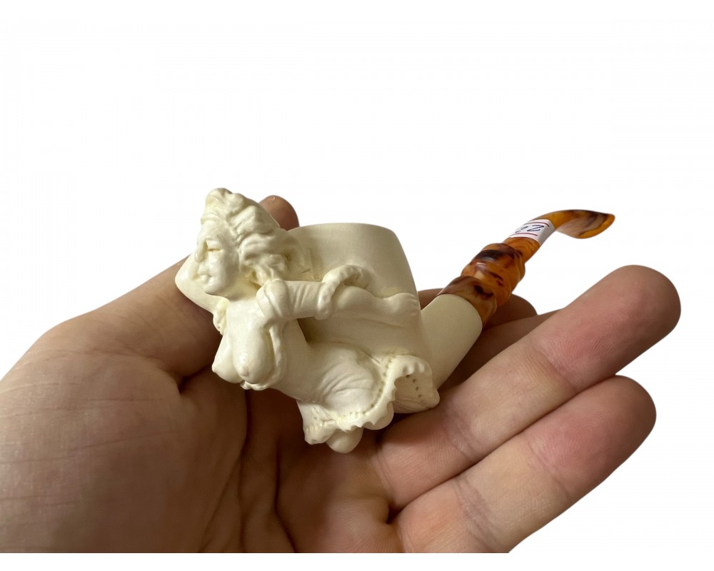 Artisan Figural Block Meerschaum Pipe Elegant Lady