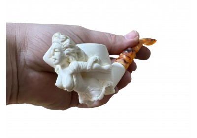 Artisan Figural Block Meerschaum Pipe Elegant Lady