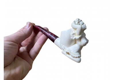 Artisan Figural Block Meerschaum Pipe Elegant Lady