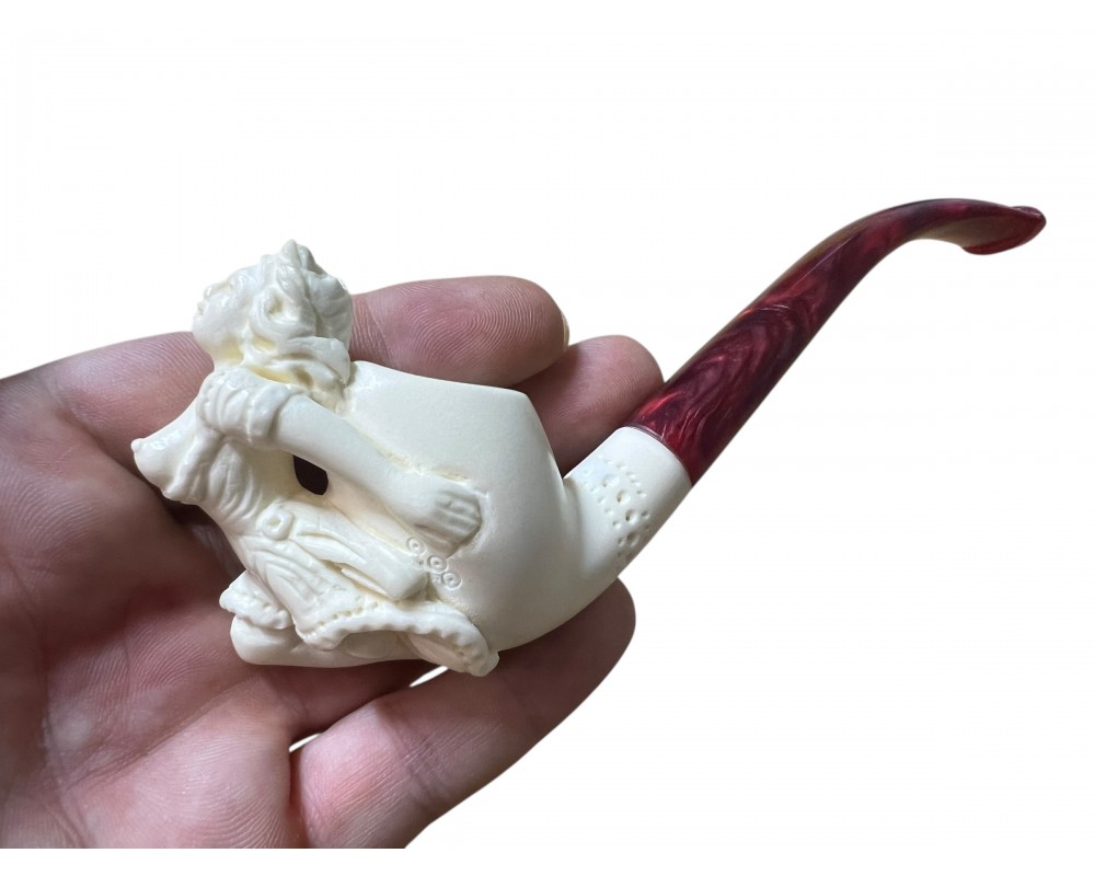 Artisan Figural Block Meerschaum Pipe Elegant Lady Artisan Figural Block Meerschaum Pipe Elegant Lady