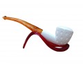 Handmade Turkish Geometric Carved Block Meerschaum Pipe Handmade Turkish Geometric Carved Block Meerschaum Pipe