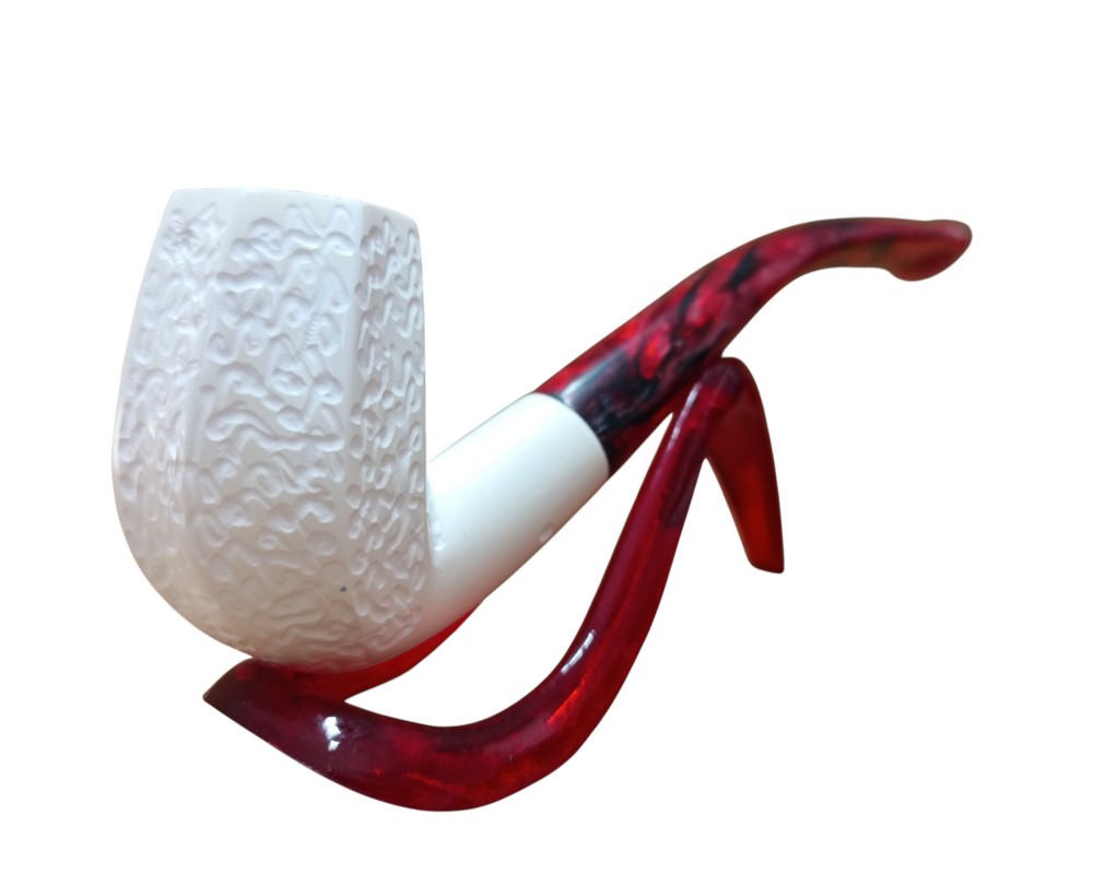 Handmade Turkish Freehand Textured Block Meerschaum Pipe