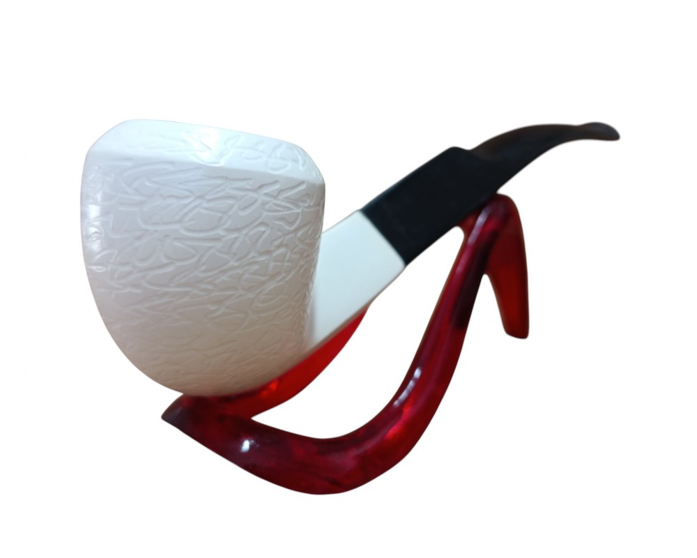 Handmade Turkish Refined Freehand Textured Block Meerschaum Pipe