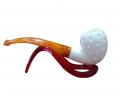 Handmade Turkish Geometric Pattern Carved Block Meerschaum Pipe Handmade Turkish Geometric Pattern Carved Block Meerschaum Pipe