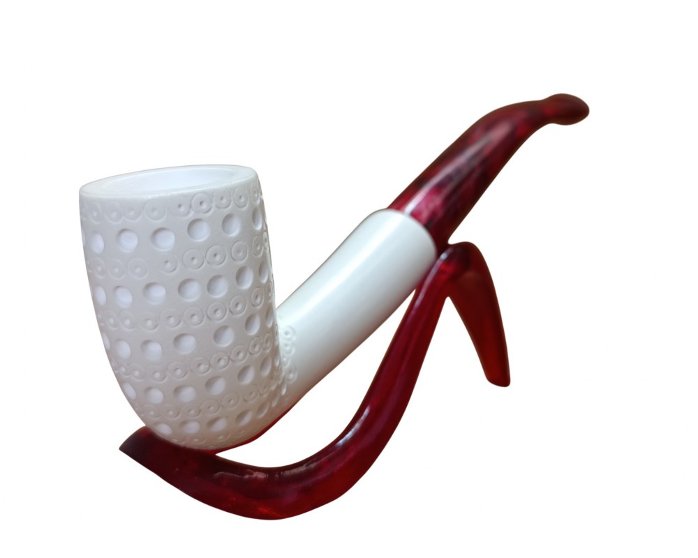 Crimson Orbit Textured Handmade Block Meerschaum Pipe Crimson Orbit Textured Handmade Block Meerschaum Pipe