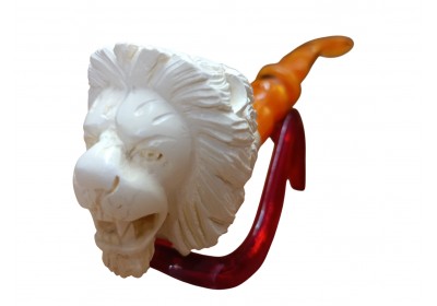Lion Sovereign Master Carved Handmade Block Meerschaum Pipe