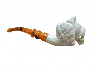 Lion Sovereign Master Carved Handmade Block Meerschaum Pipe