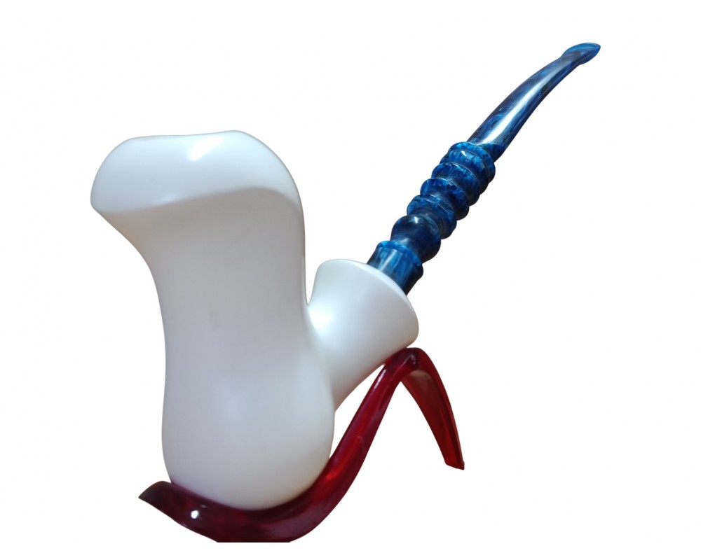 Azure flow Contemporary Handmade Block Meerschaum Pipe