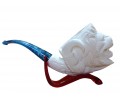White Coral Texture Lion Head Handmade Block Meerschaum Pipe