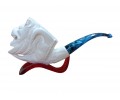 White Coral Texture Lion Head Handmade Block Meerschaum Pipe