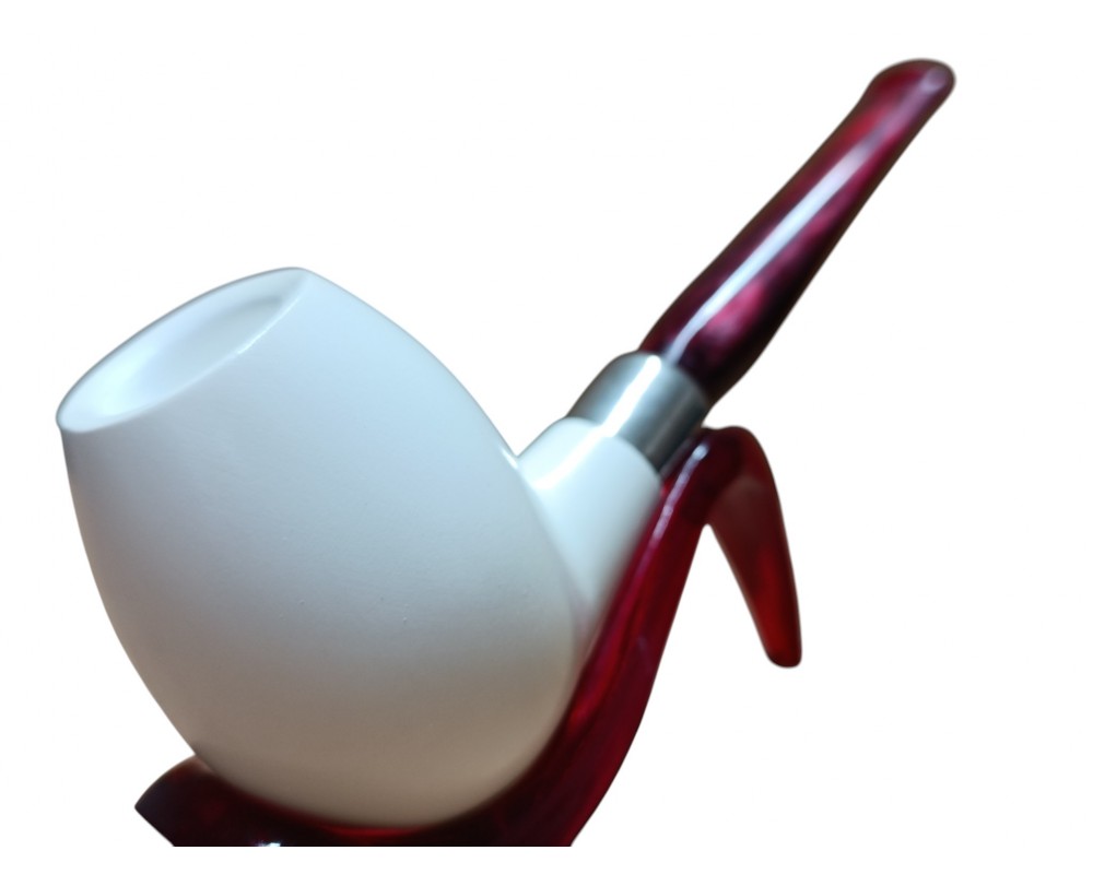 Crimson Arc Elegance 925k silvey Handmade Block Meerschaum Pipe