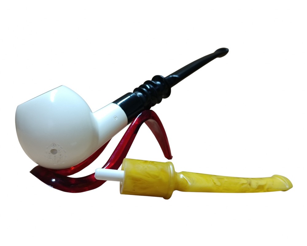 Dual Essence Balance Interchangeable Stem Handmade Block Meerschaum Pipe Dual Essence Balance Interchangeable Stem Handmade Block Meerschaum Pipe