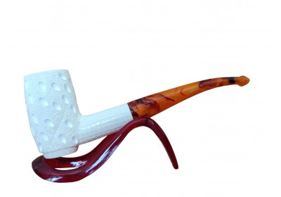 Ivory Mosaic Column Textured Handmade Block Meerschaum Pipe