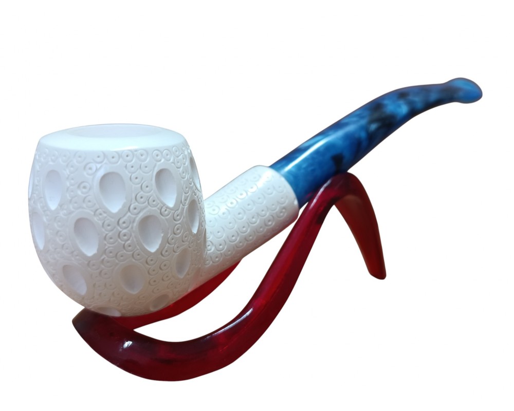 Azure Mosaic Horizon Handmade Block Meerschaum Pipe