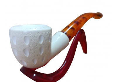Ivory Rhythm Carved Handmade Block Meerschaum Pipe