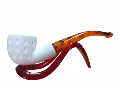 Ivory Rhythm Carved Handmade Block Meerschaum Pipe