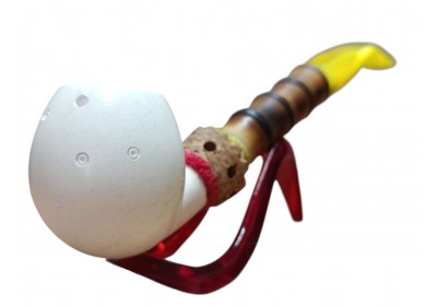golden Nomad Handmade Block Meerschaum Pipe with Bamboo Style Shank and Yellow Stem