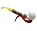 golden Nomad Handmade Block Meerschaum Pipe with Bamboo Style Shank and Yellow Stem golden Nomad Handmade Block Meerschaum Pipe with Bamboo Style Shank and Yellow Stem