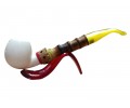 golden Nomad Handmade Block Meerschaum Pipe with Bamboo Style Shank and Yellow Stem golden Nomad Handmade Block Meerschaum Pipe with Bamboo Style Shank and Yellow Stem