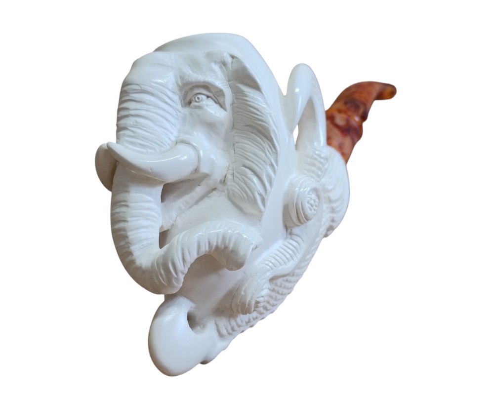Majestic Elephant Hand-Carved Meerschaum Pipe