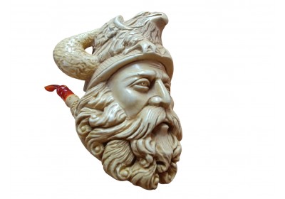 Block Meerschaum Viking Shaman Carved Figure Pipe