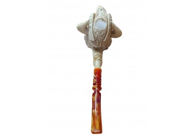 Block Meerschaum Viking Shaman Carved Figure Pipe