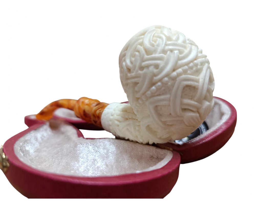 Block Meerschaum Hand-Carved Knot Pipe Block Meerschaum Hand-Carved Knot Pipe