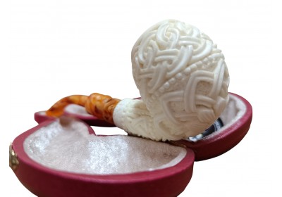 Block Meerschaum Hand-Carved Knot Pipe