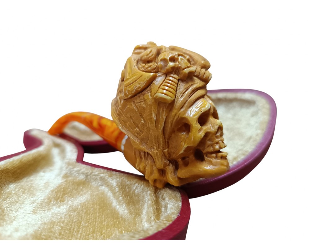 Block Meerschaum Viking Pirate Skull Pipe Block Meerschaum Viking Pirate Skull Pipe