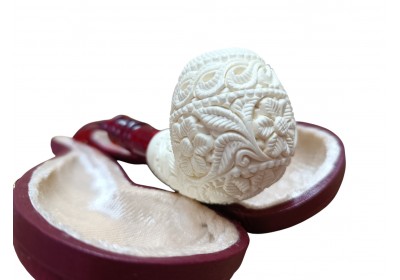 Block Meerschaum Floral Carved Pipe