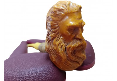 Block Meerschaum head of a bearded man pipe