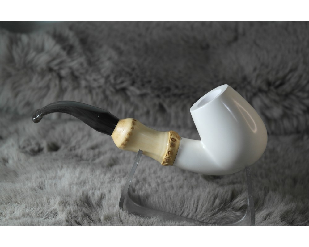 Block Meerschaum Smooth Bamboo Pipe