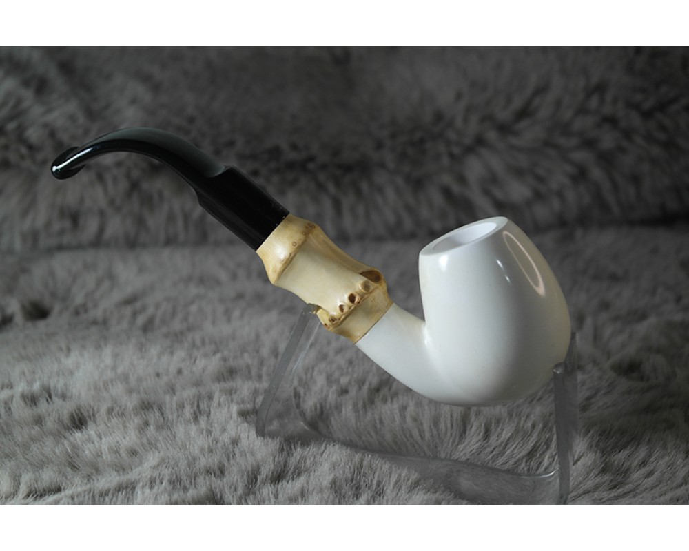 Block Meerschaum Smooth Bamboo Pipe