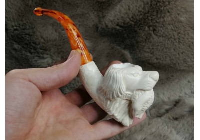 Block Meerschaum Hunter Dog Pipe