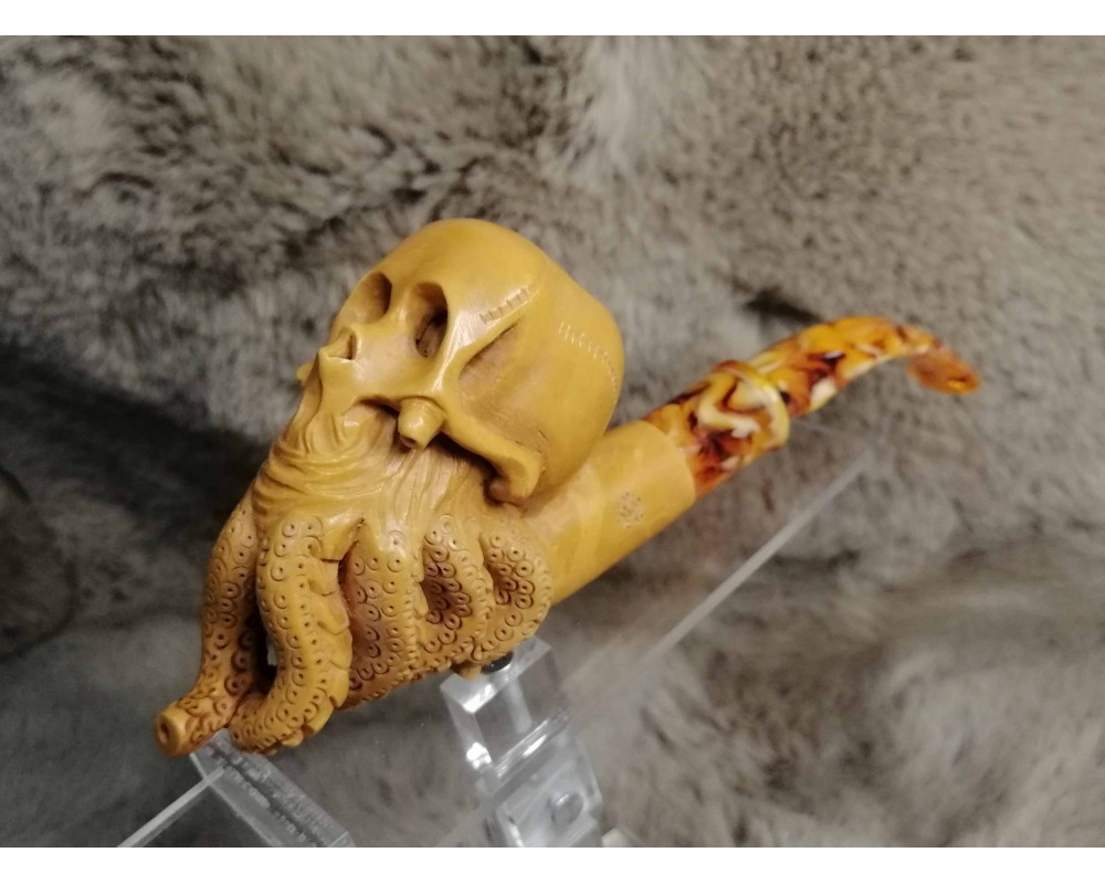 Block Meerschaum Octopus Skull Pipe